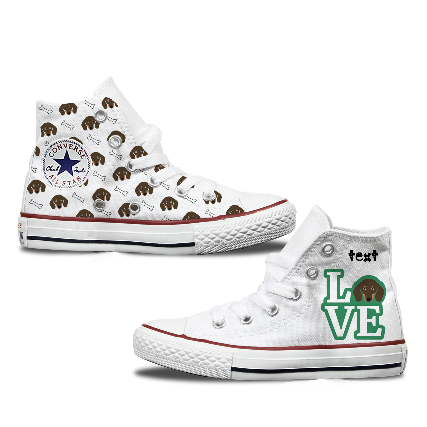 Love Dachshund Kids Converse Custom Shoes Bump Shoes