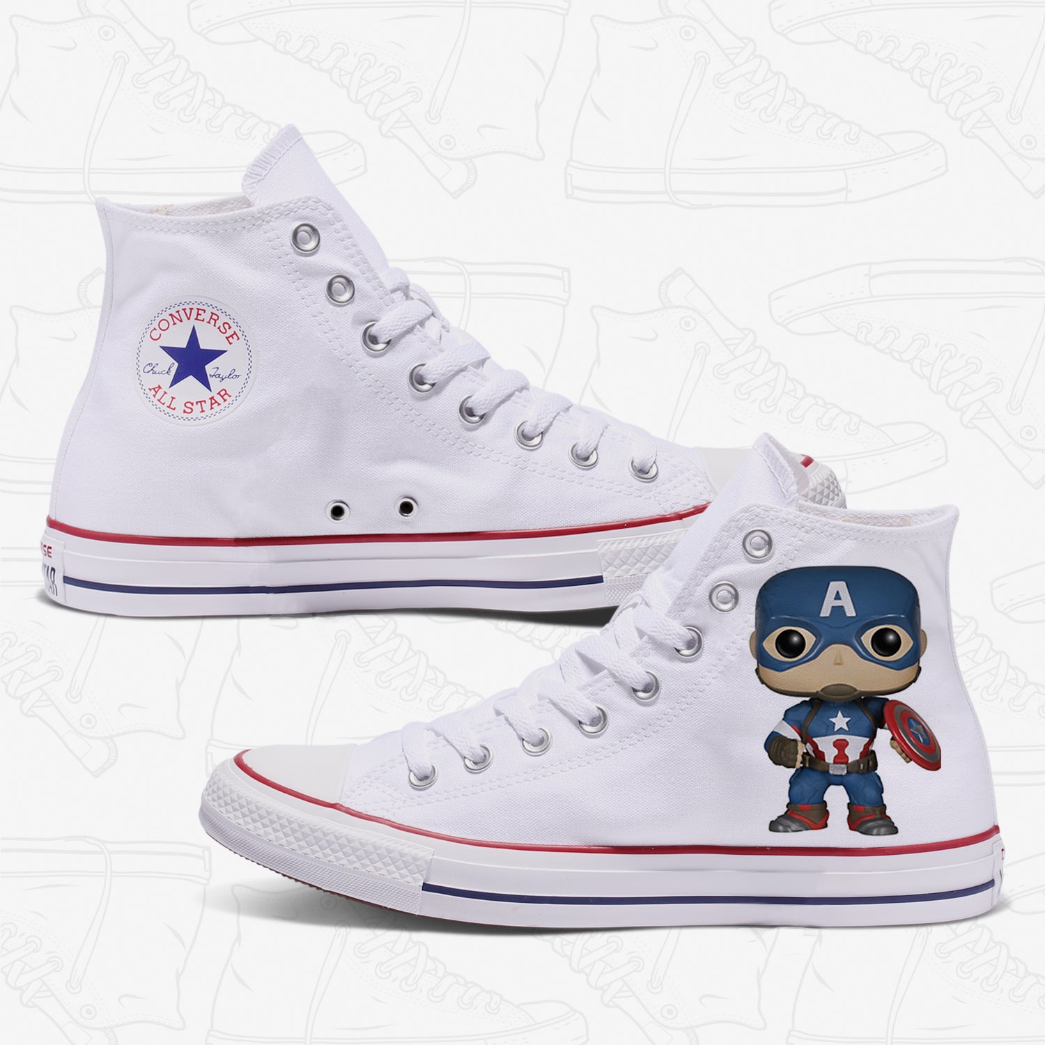 Captain America Adult Converse Shoes