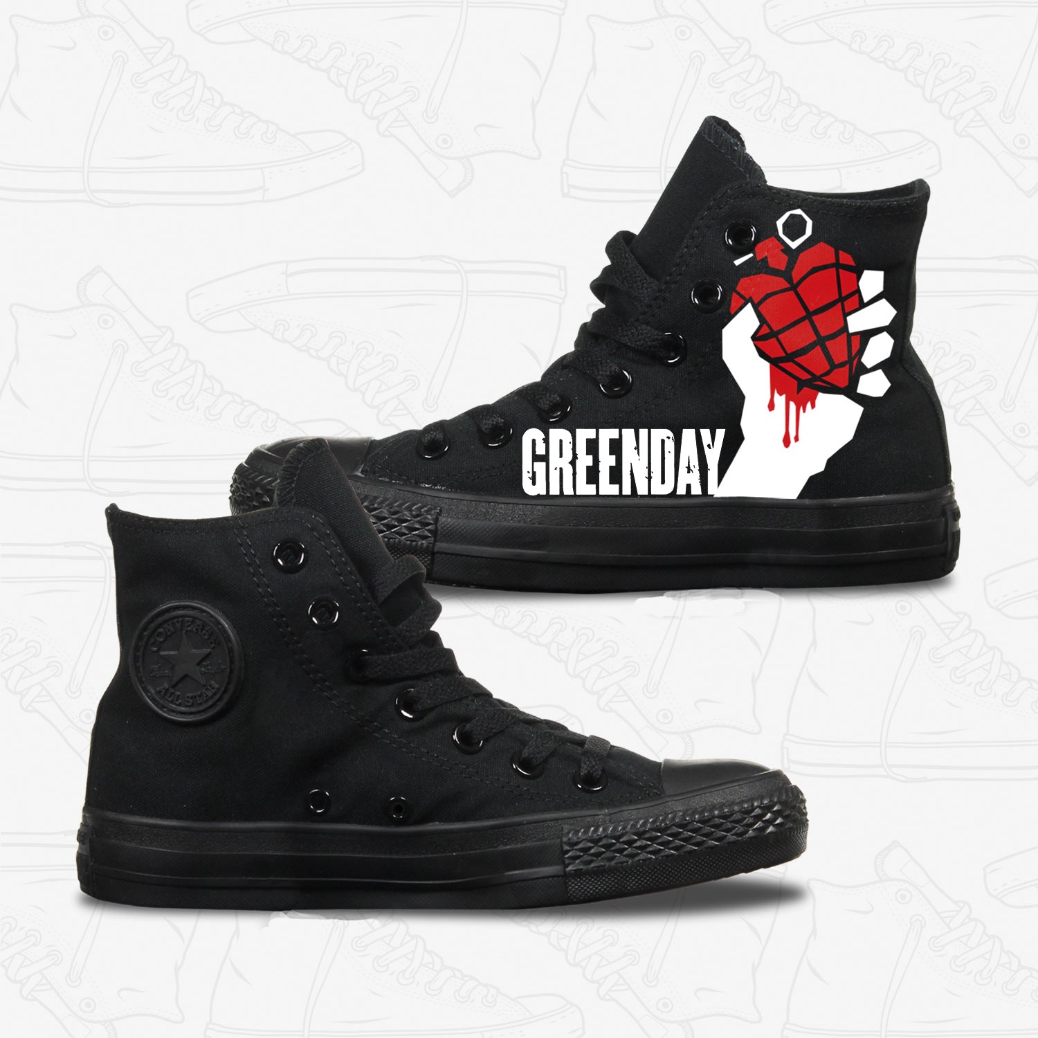 Green Day Adult Converse Shoes