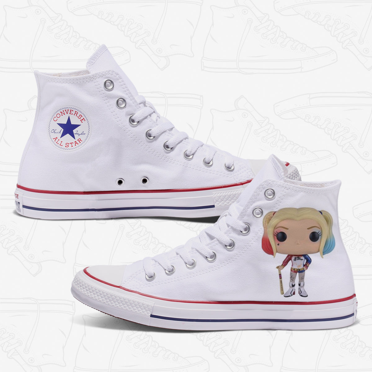 Harley Quinn Adult Converse Shoes