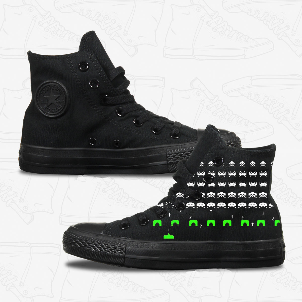 Space Invaders Adult Converse Shoes