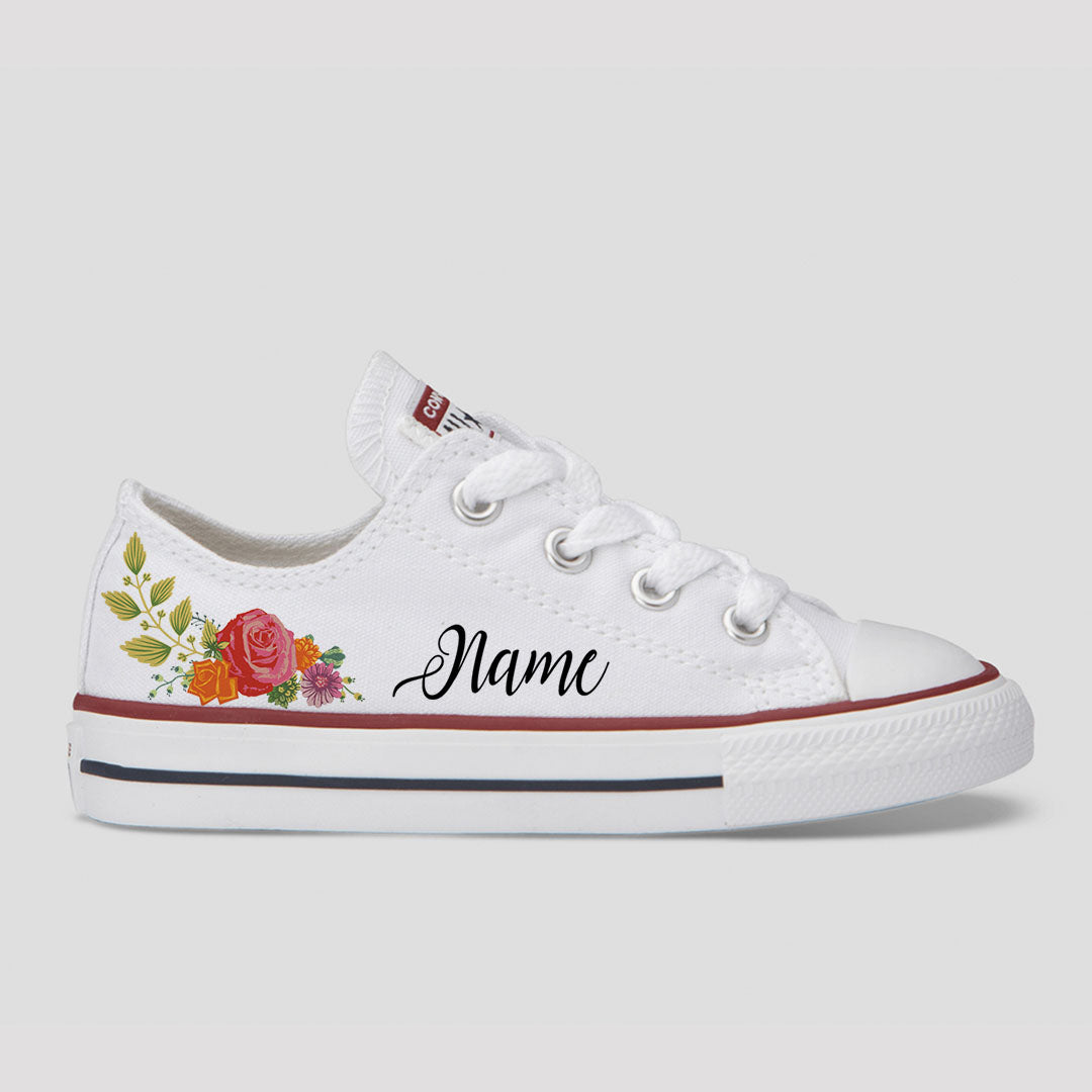 Rose Flower Girl Kids Custom Converse Shoes High and Low Top