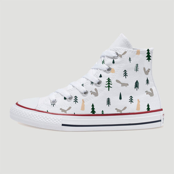 Squirrel Drawing Walnut Pattern Print Men Women's High Top Shoes