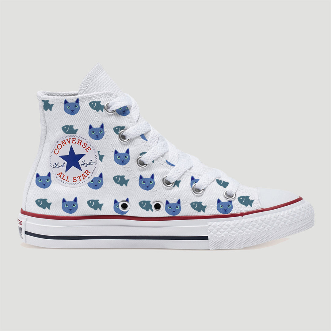 Russian Blue Kids Custom Converse Shoes