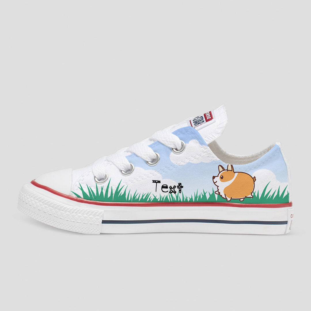 Corgi Adult Kids Custom Converse Shoes High Low Top White