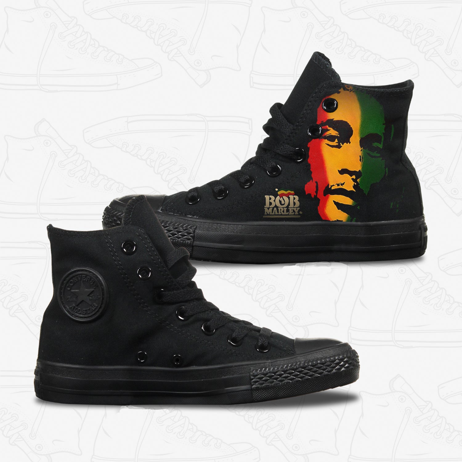 Bob Marley Adult Converse Shoes