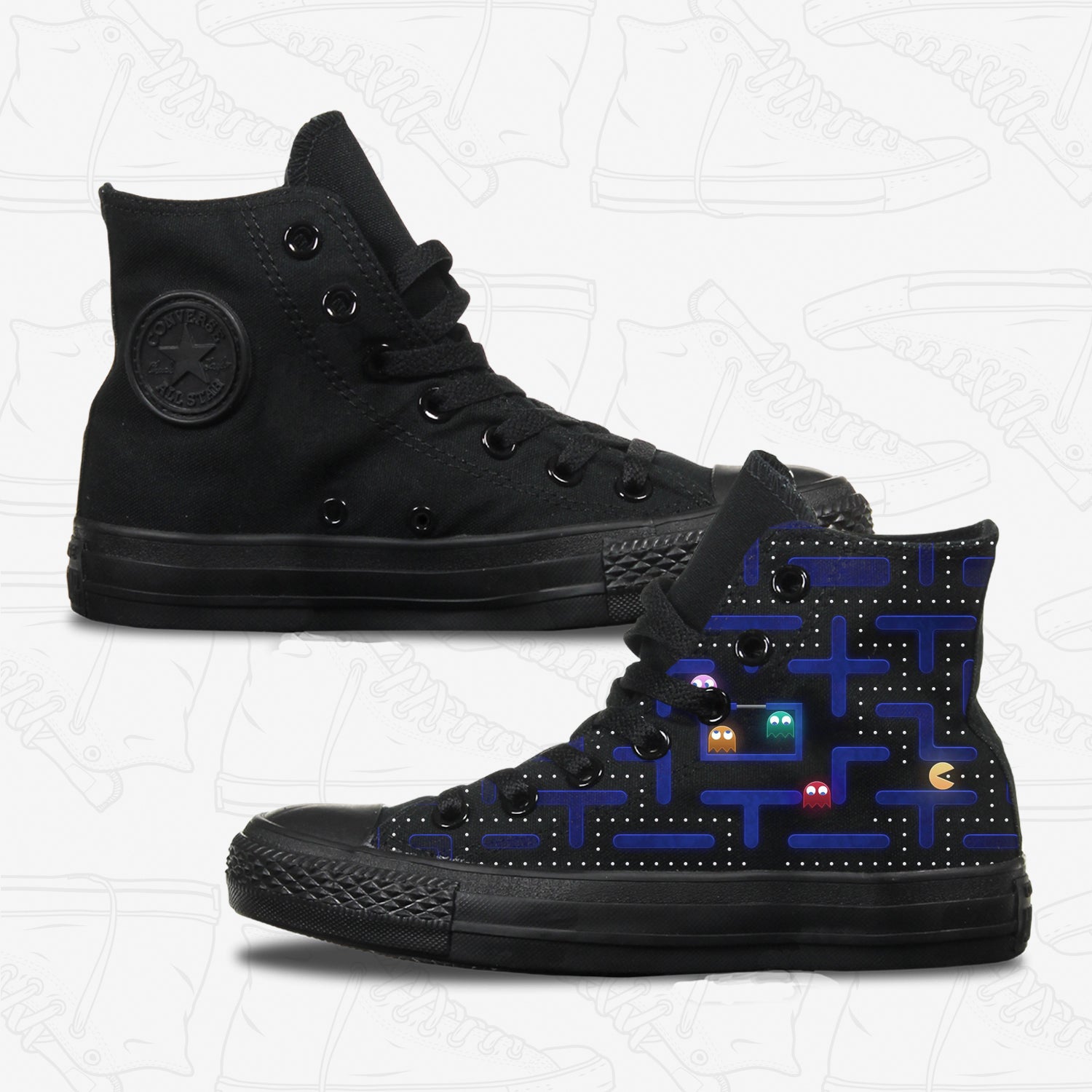 Pac Man Adult Converse Shoes